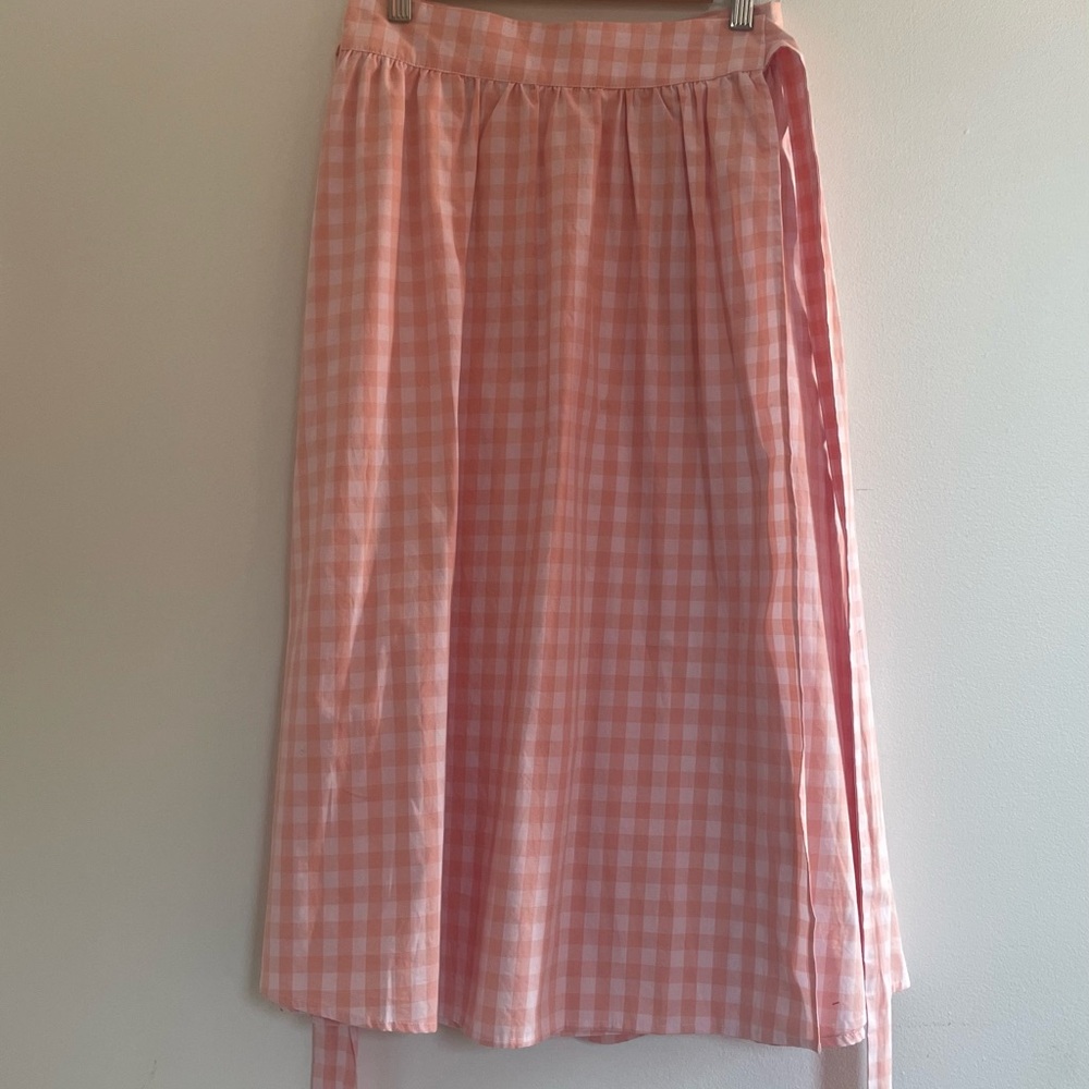 ban.do Pink Checkered Midi Wrap Skirt